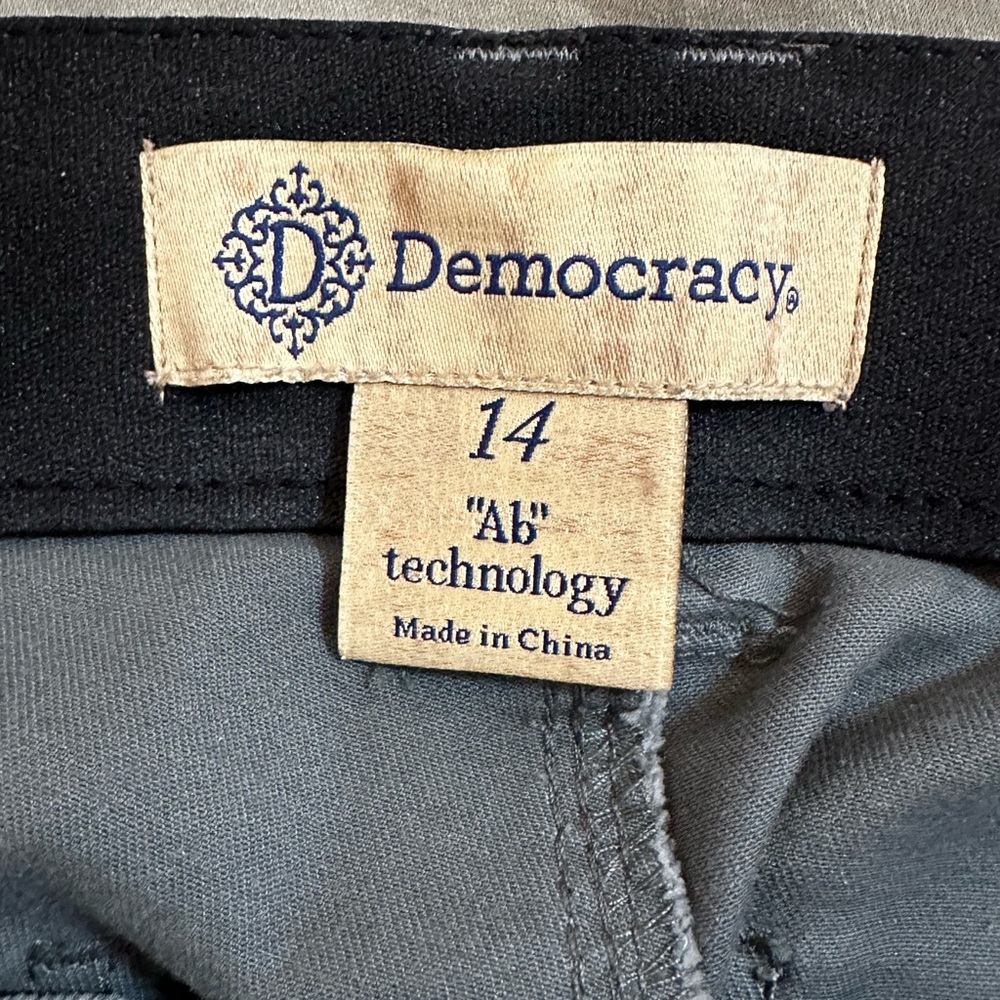 Democracy Ankle Pants Stretchy Elastic Waist Army Green